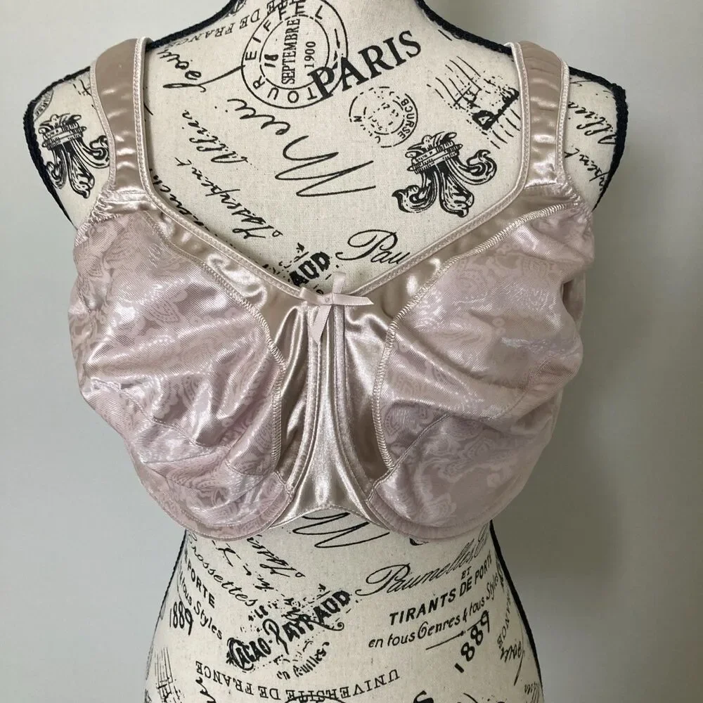 Bali Bra 40DD Underwire Bra 3562 Satin Tracings Minimizer Pink